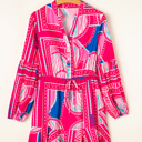  Neon Ikat Ruffle Mini Dress