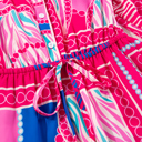  Neon Ikat Ruffle Mini Dress