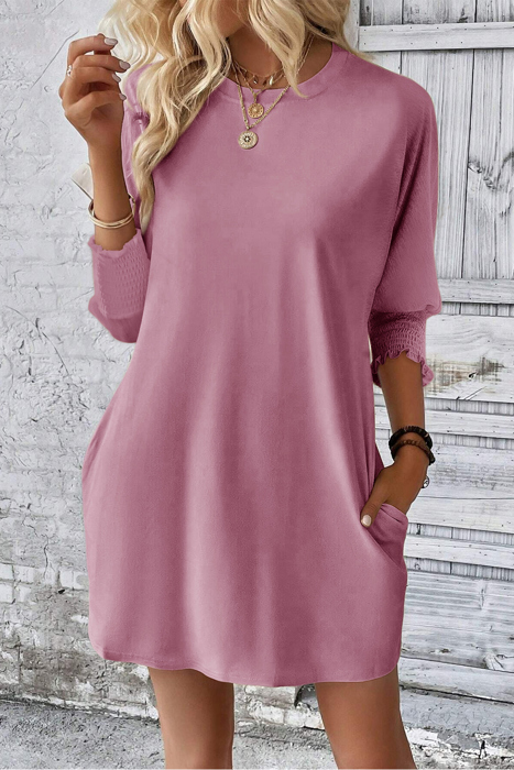 Dusty Rose Smocked Sleeve Tunic