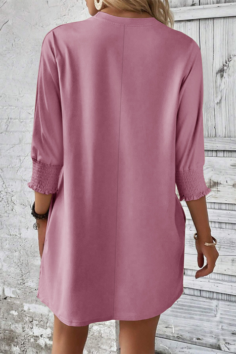 Dusty Rose Smocked Sleeve Tunic