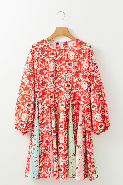 Crimson Crane Garden Mini Dress