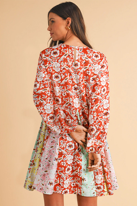 Crimson Crane Garden Mini Dress