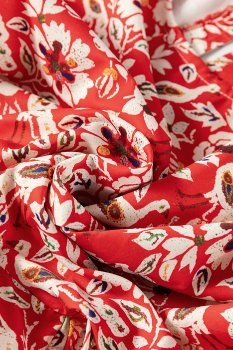 Crimson Crane Garden Mini Dress