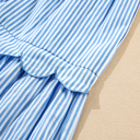  Sky Stripe Scallop Tier Midi Dress