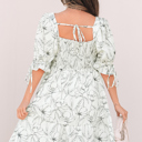  Monochrome Bloom Smocked Mini Dress