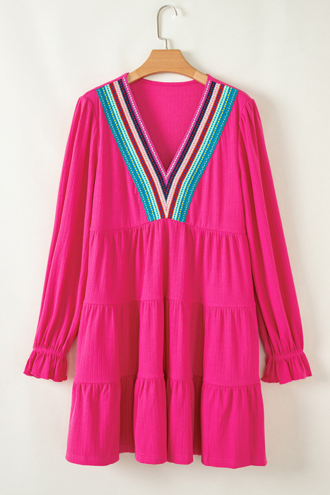 Fiesta Fringe Embroidered Mini Dress