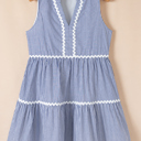  Seersucker Scallop Tiered Mini Dress