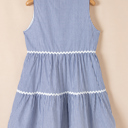  Seersucker Scallop Tiered Mini Dress
