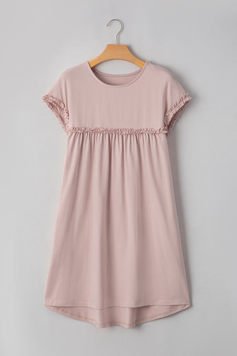 Oatmeal Ruffle Yoke Mini Dress