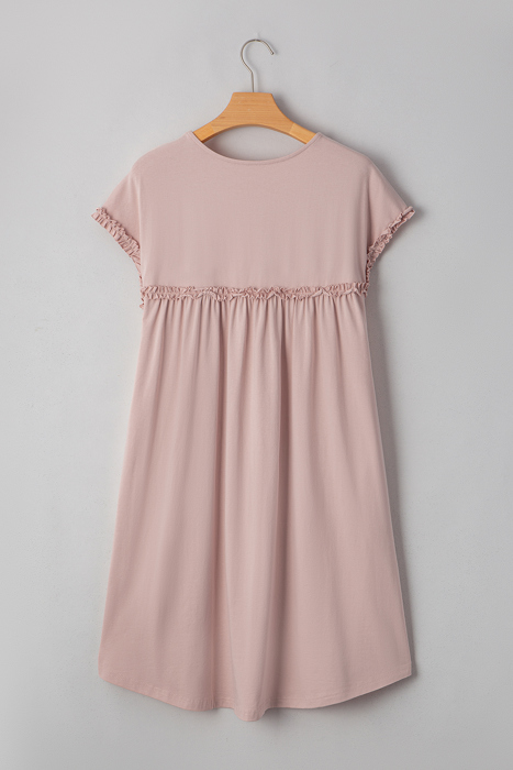 Oatmeal Ruffle Yoke Mini Dress