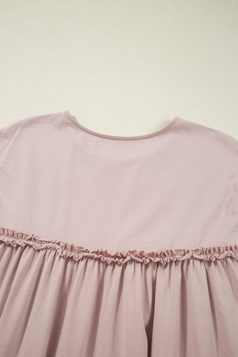 Oatmeal Ruffle Yoke Mini Dress