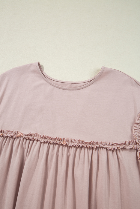 Oatmeal Ruffle Yoke Mini Dress