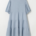  Sky Blue Tiered Puff Sleeve Dress