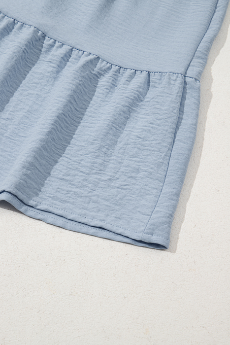 Sky Blue Tiered Puff Sleeve Dress