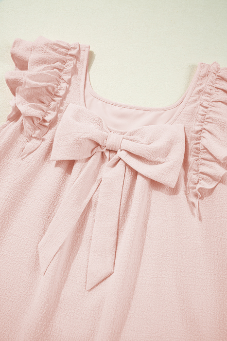 Blush Bow Back Ruffle Mini Dress