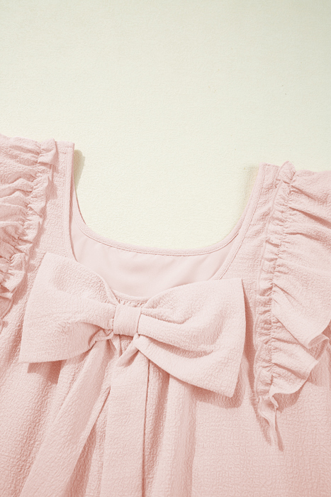 Blush Bow Back Ruffle Mini Dress