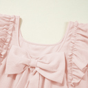  Blush Bow Back Ruffle Mini Dress
