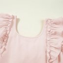  Blush Bow Back Ruffle Mini Dress