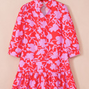  Coral Peony Ruffle Mini Dress