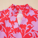  Coral Peony Ruffle Mini Dress