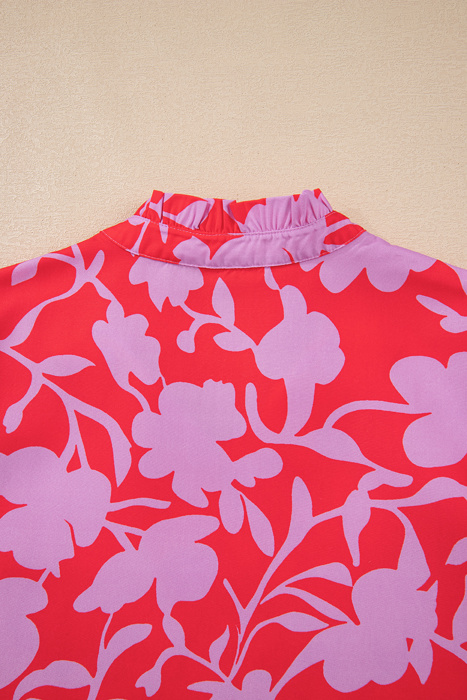 Coral Peony Ruffle Mini Dress