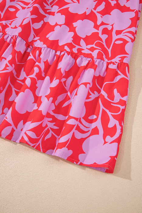 Coral Peony Ruffle Mini Dress