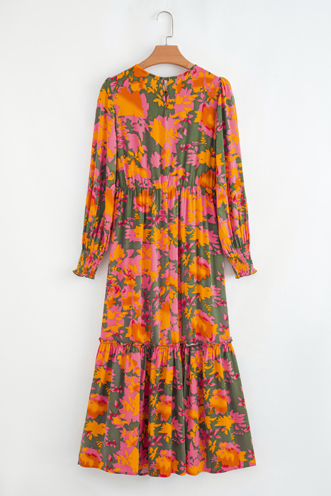 Sunset Bloom Smocked Maxi Dress