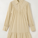 Toffee Stripe Ruffle Mini Dress