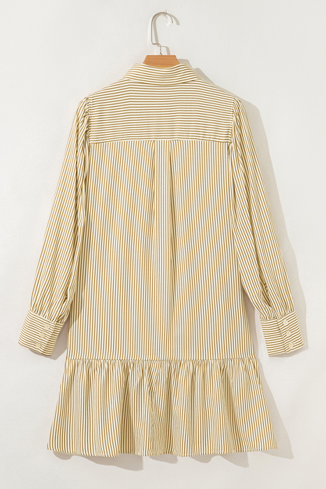 Toffee Stripe Ruffle Mini Dress