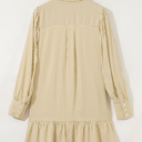  Toffee Stripe Ruffle Mini Dress