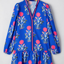  Sapphire Bloom Kaftan Mini Dress