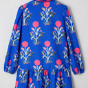  Sapphire Bloom Kaftan Mini Dress