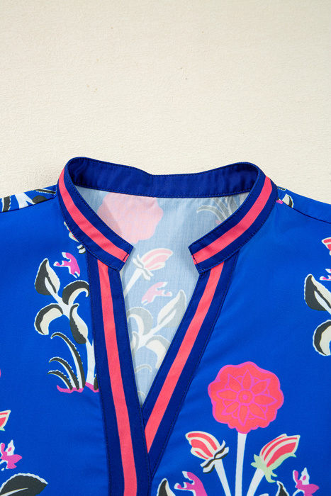 Sapphire Bloom Kaftan Mini Dress