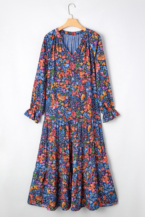 Midnight Wildflower Tiered Maxi Dress