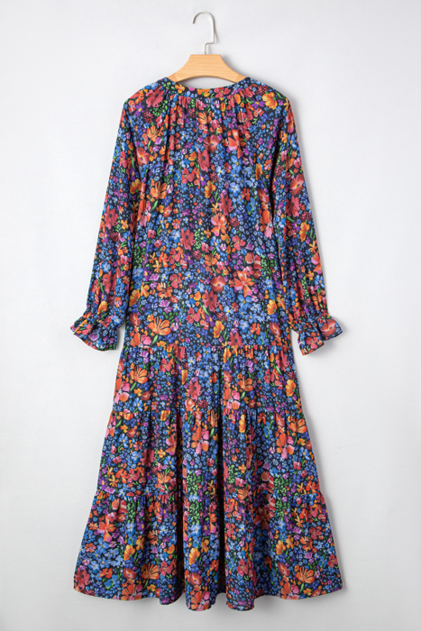 Midnight Wildflower Tiered Maxi Dress