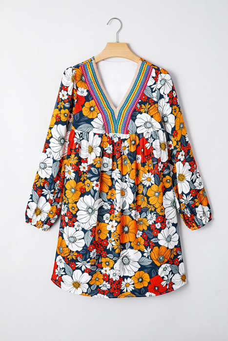 Bohemian Poppy Rainbow Mini Dress