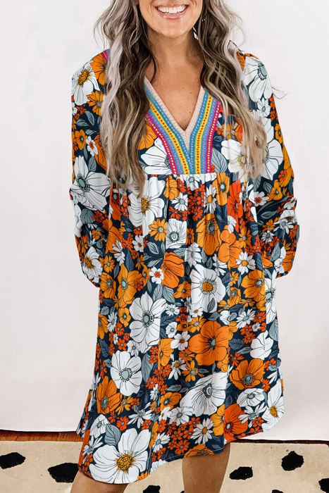 Bohemian Poppy Rainbow Mini Dress