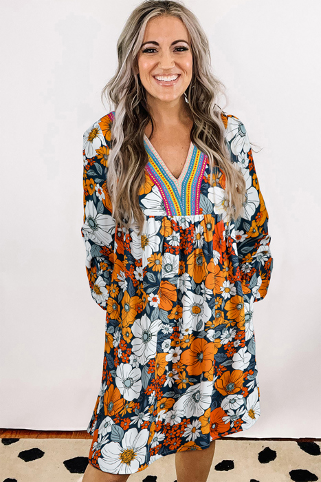 Bohemian Poppy Rainbow Mini Dress