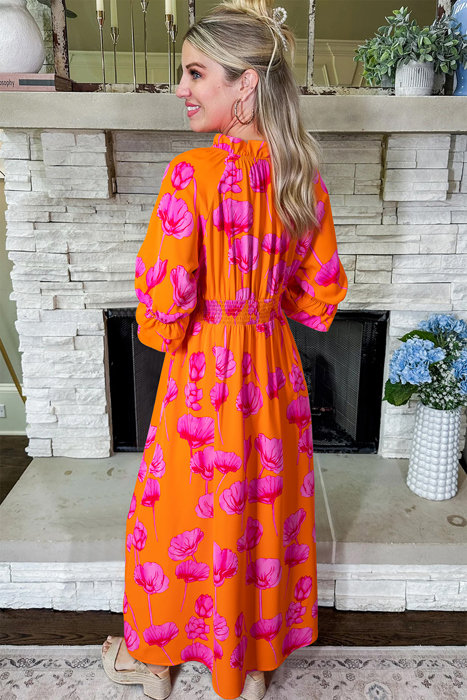 Neon Poppy Paradise Midi Dress