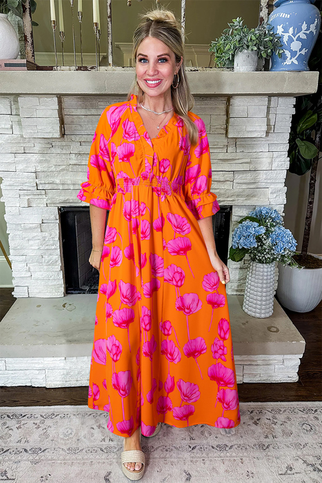 Neon Poppy Paradise Midi Dress