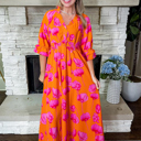  Neon Poppy Paradise Midi Dress