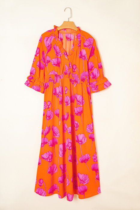 Neon Poppy Paradise Midi Dress