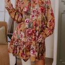  Autumn Bloom Tiered Shirt Dress
