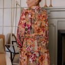  Autumn Bloom Tiered Shirt Dress