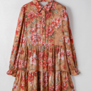  Autumn Bloom Tiered Shirt Dress