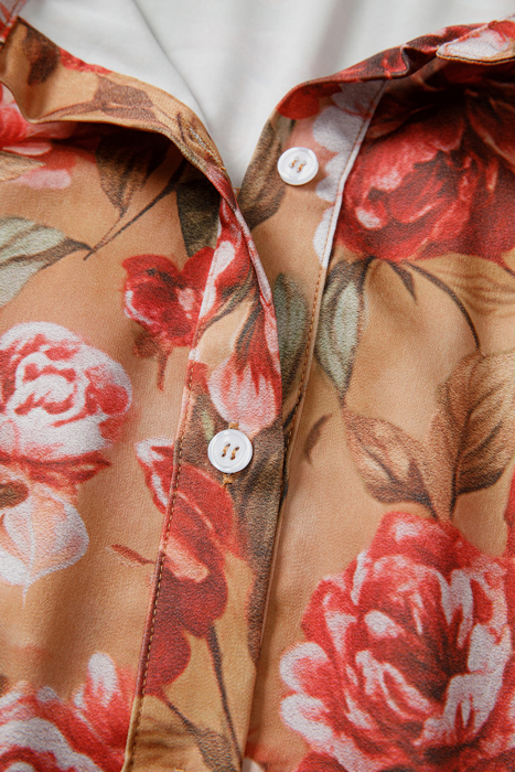 Autumn Bloom Tiered Shirt Dress