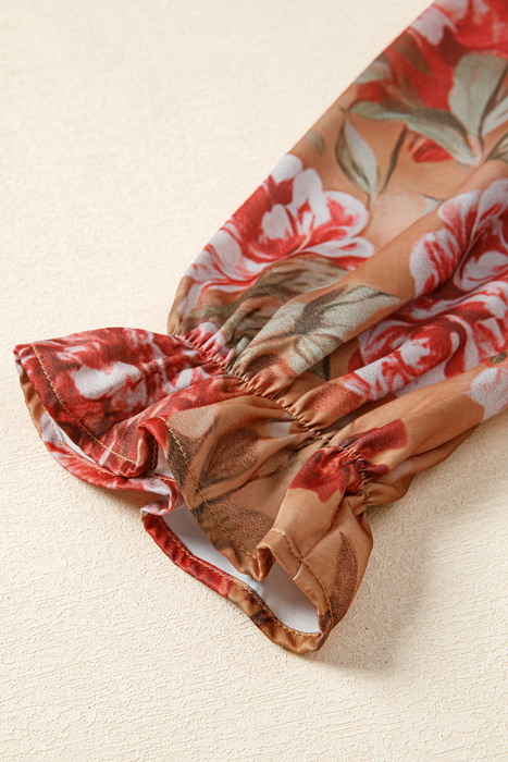 Autumn Bloom Tiered Shirt Dress