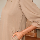  Braided Elegance Puff Sleeve Mini Dress