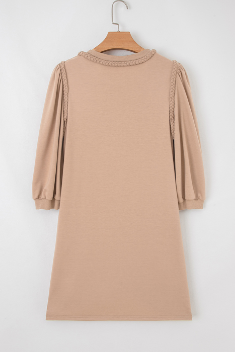 Braided Elegance Puff Sleeve Mini Dress
