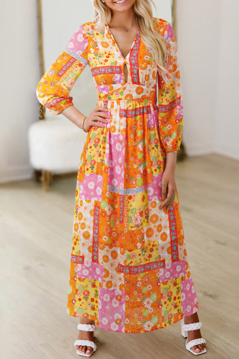 Sunset Patchwork Maxi Dress